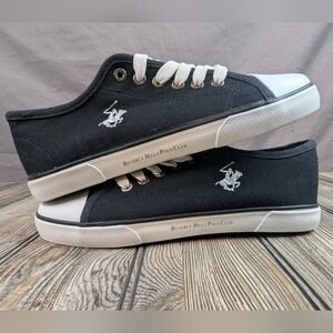 Beverly Hills Polo Club Size 7.5 Sneakers Black White Embroidered Logos NWOT